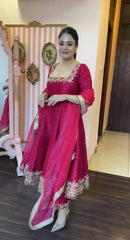 Prachi Pink Premium Vichitra Royal Elegant Suit Set