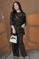 Premium Black Printed Rayon Co-Ord Set