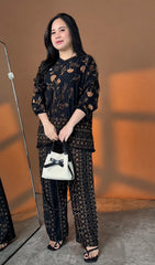 Premium Black Printed Rayon Co-Ord Set