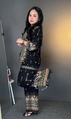 Stylish Black Reyon Co Ord Set