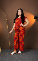 Red Floral Printed Co-Ord Set for Women