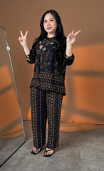Premium Black Printed Rayon Co-Ord Set