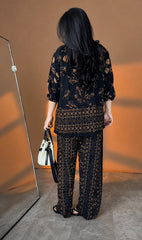 Premium Black Printed Rayon Co-Ord Set