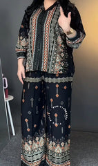 Stylish Black Reyon Co Ord Set