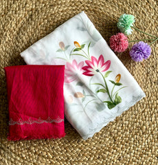 White Color Function WearnSoft Georgette Handbrush Print With Siroski Cut Work Fancy Designer Saree