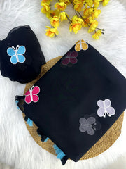 New Partywear Look Butterfly Pattern Georgette Desiner Saree
