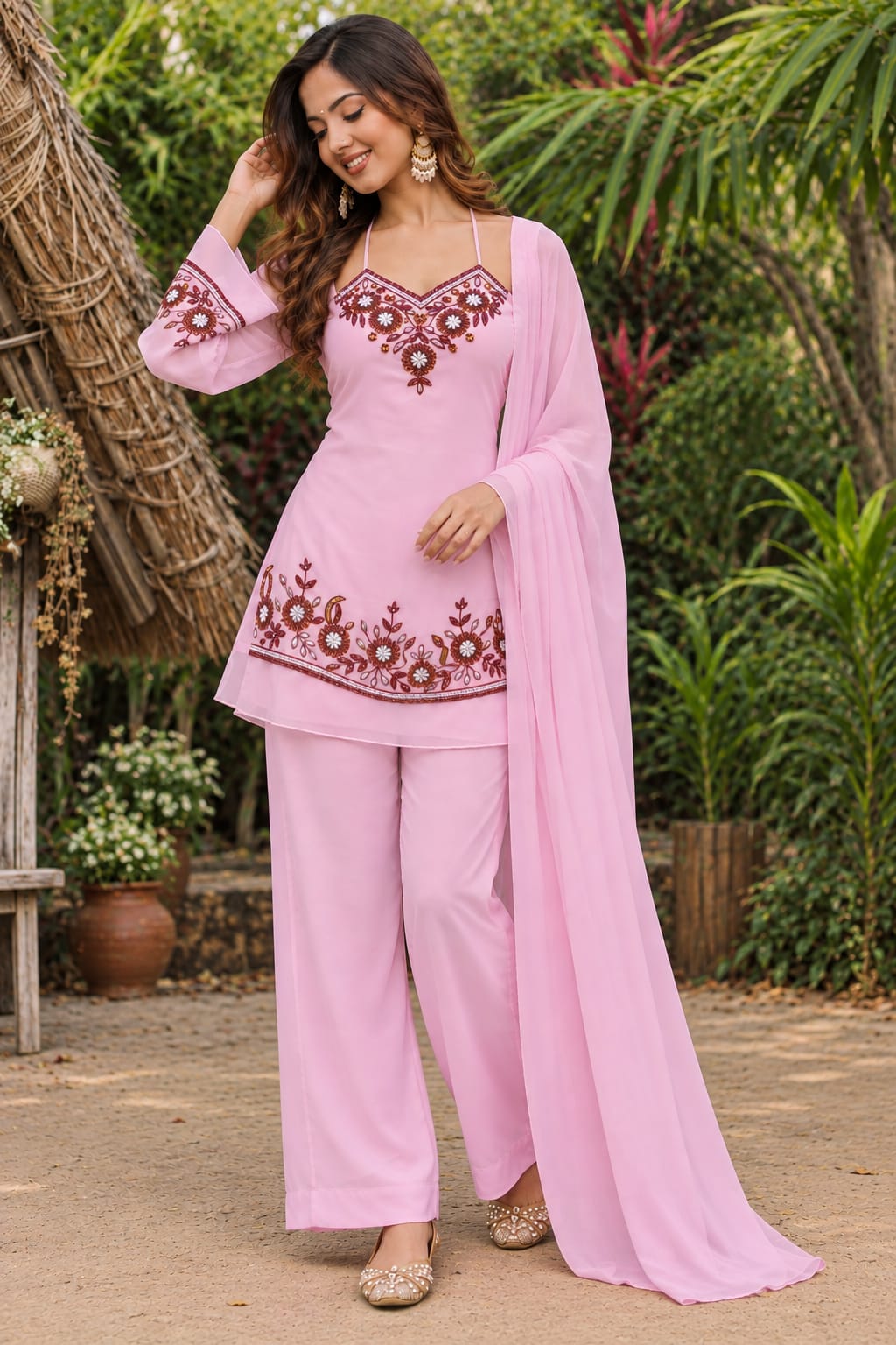 Blush Blossom Embroidered Co-ord Set