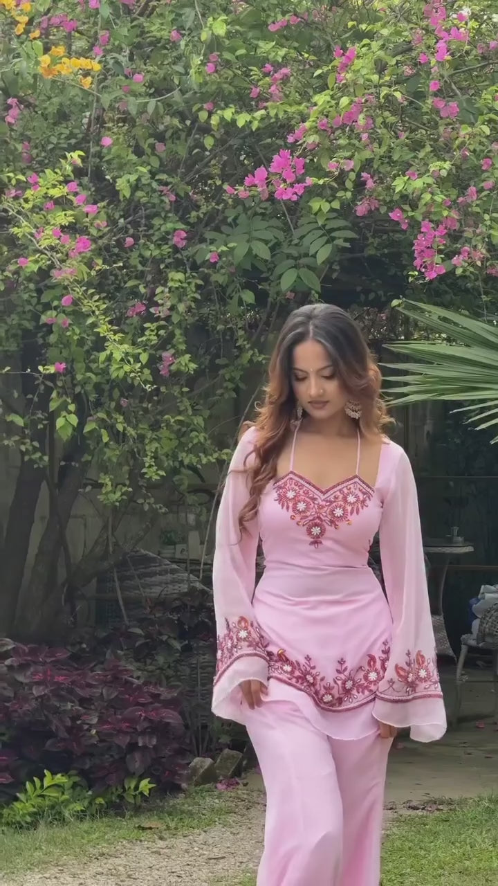 Blush Blossom Embroidered Co-ord Set
